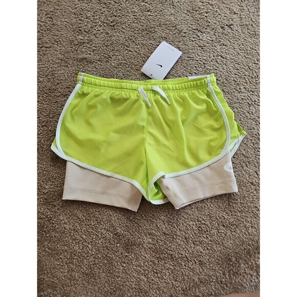 Nike White DRI-FIT Tempo 2-IN-1 Training Running Short GIRLS Size Medium NEW $32 - Picture 1 of 4